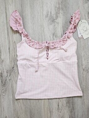 New Blogilates Ruffle Lace Up Athletic Tank Top